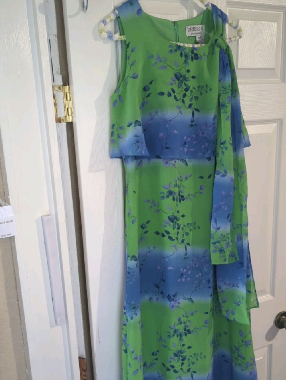 Dress-U By Sharon Women’s Sleeveless Floral Y2K Blue Green Maxi Dress Lined  5-6